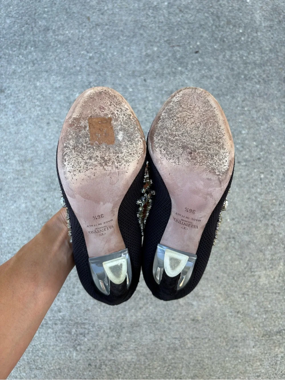 Valentino mesh and crystal embellished lucite high heel pumps size 36.5